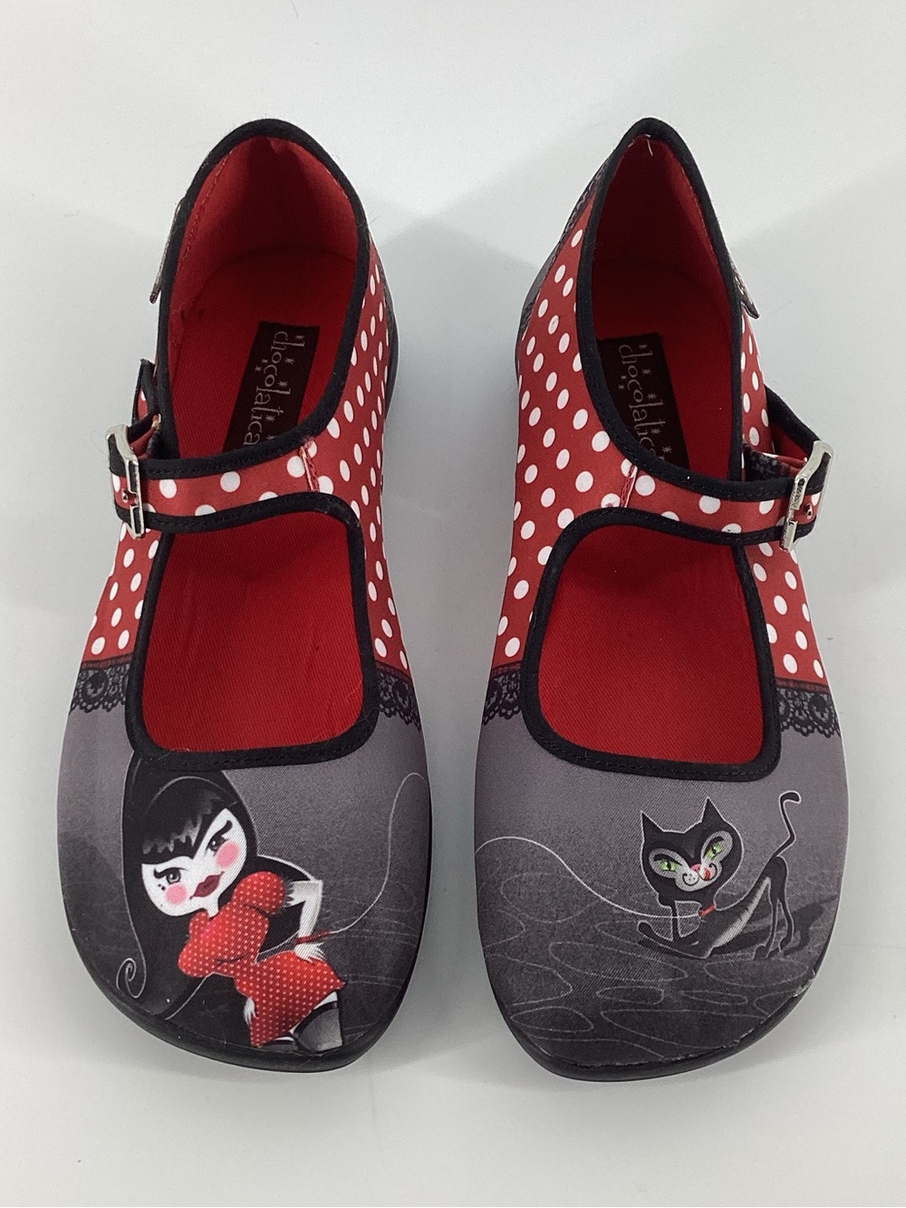 Hot Chocolate Designs  Red Polka Dot Mary Jane Dress Shoes - cat character!